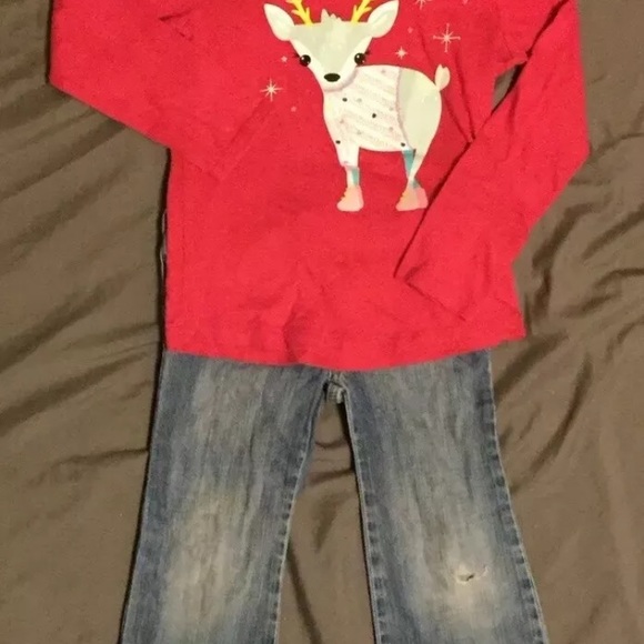 Girls size 4t crazy 8 jeans with long sleeve shirt - Picture 2 of 8